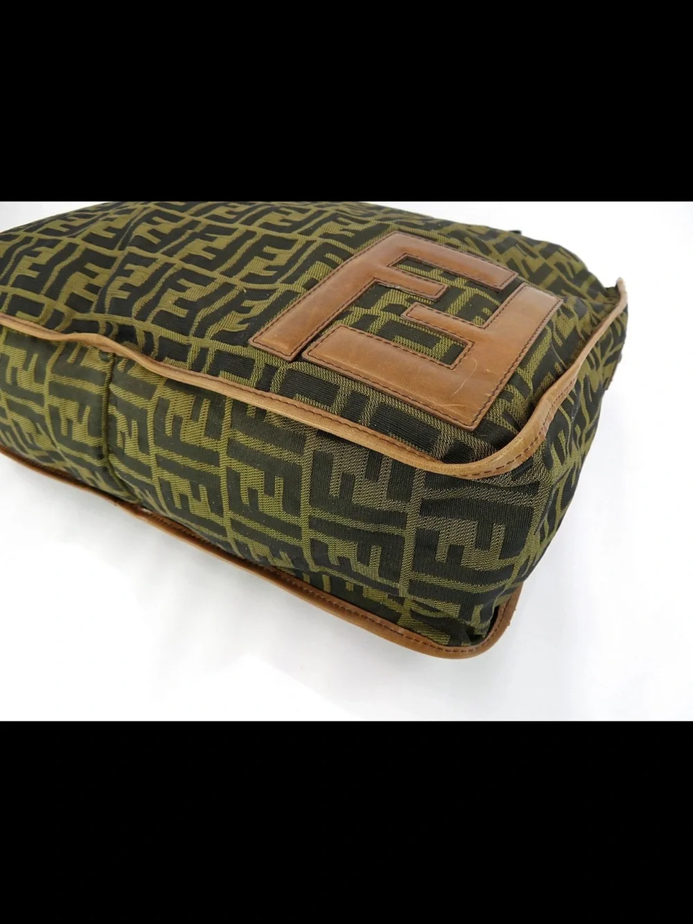 Fendi Olive & Brown FF Logo Messenger Bag